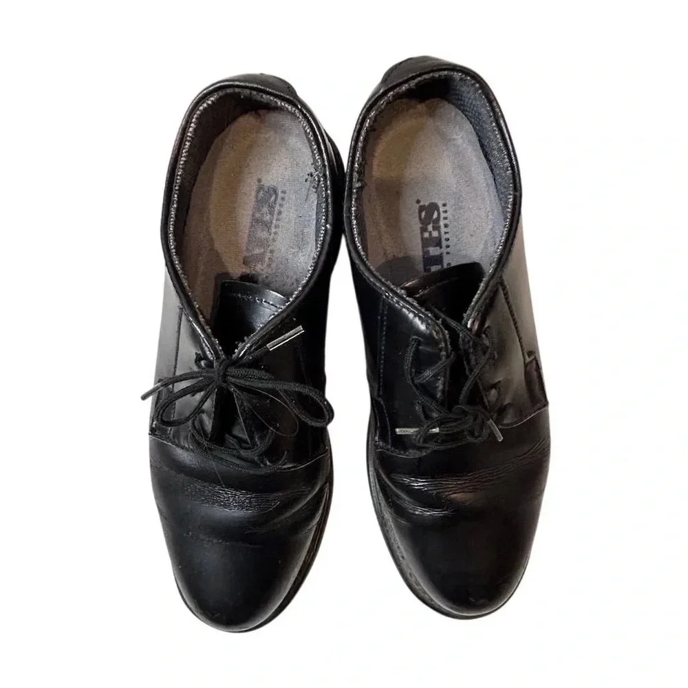 Bates Men's Black Leather Lace-Up‎ Work Oxford Shoes Size 6.5